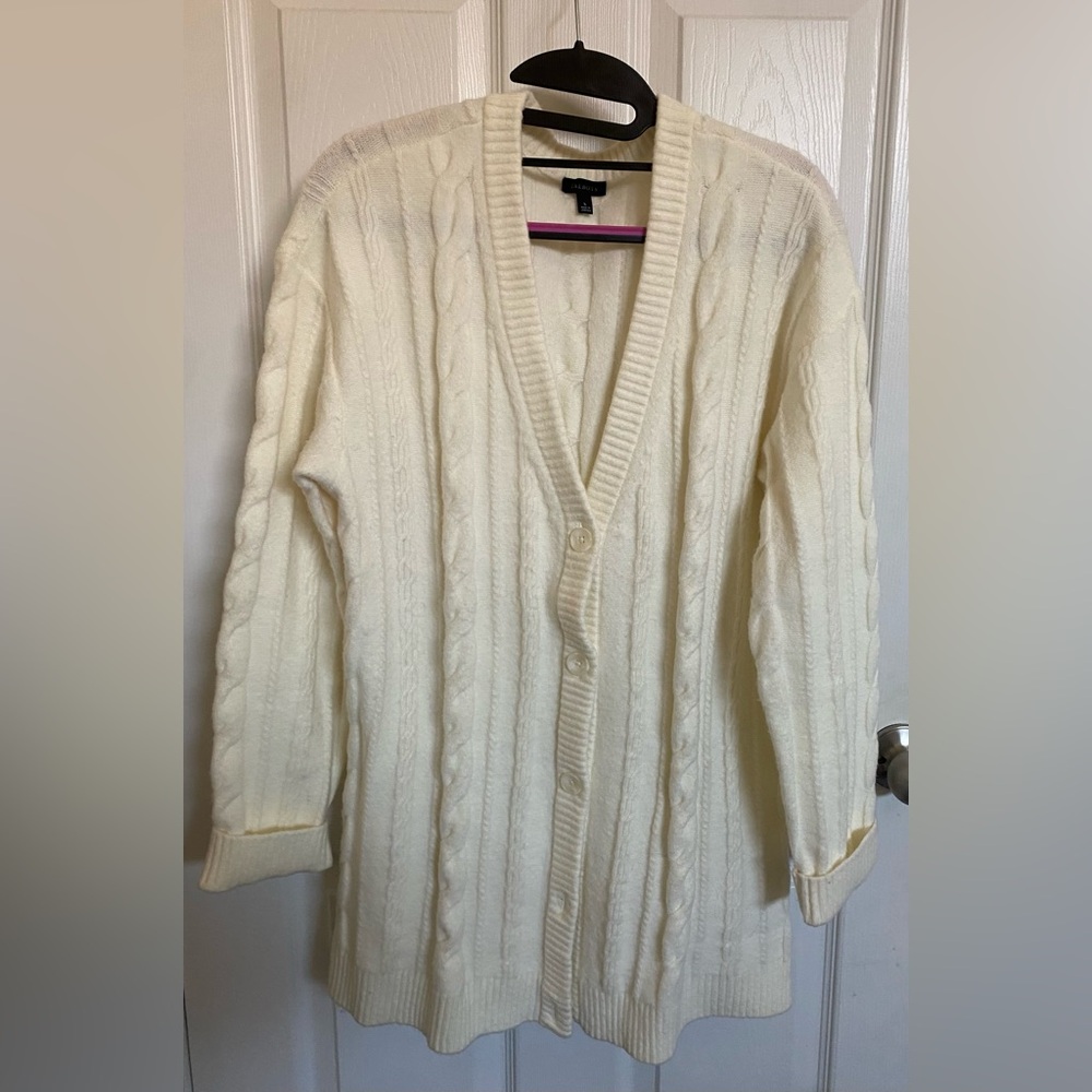 Talbots Ivory Cable Knit Cardigan